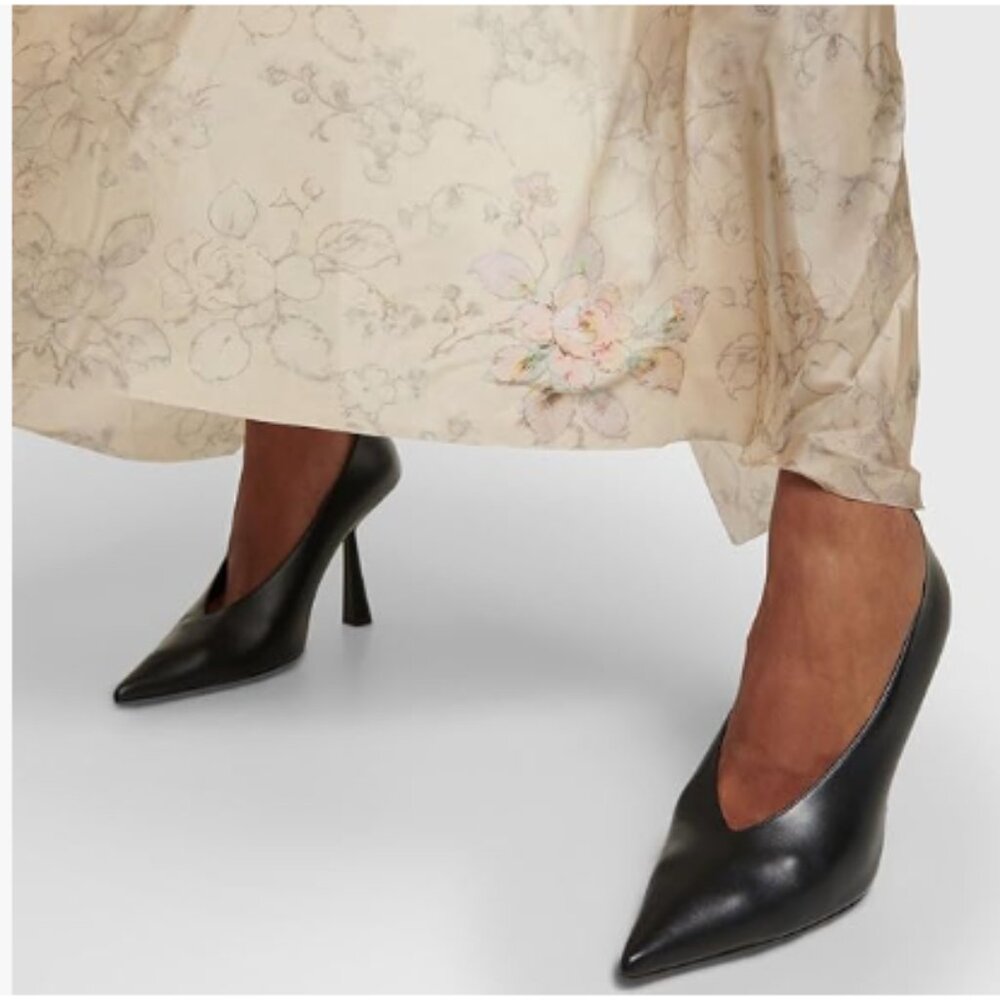 miss left Black Classic V-Cut Closed Pointed Toe Pumps Slip On High Heel Shoes